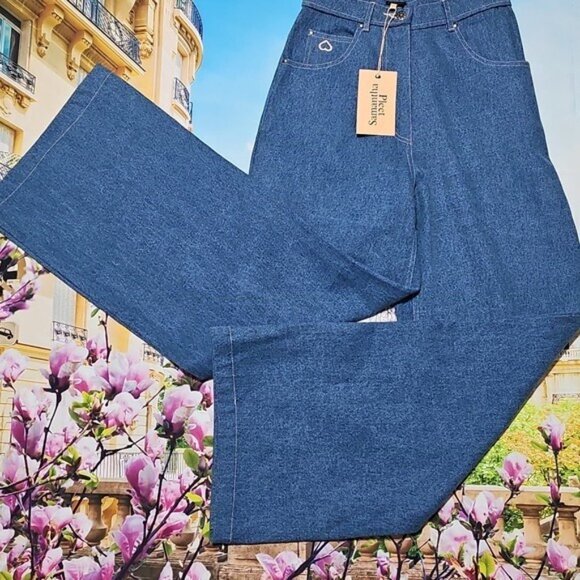 Samantha Pleet High Wasisted Wide Leg Blue Jeans Size 27 New - Picture 4 of 8